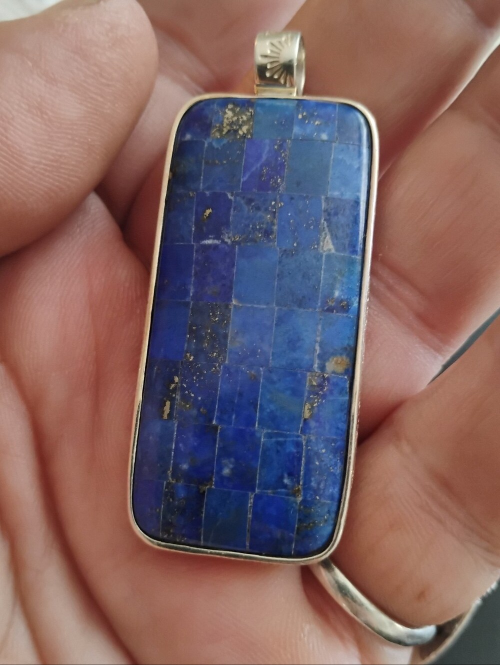 DTR Opal and Lapis Mosaic Sterling Silver Reversible Pendant, Jay King - Picture 4 of 9